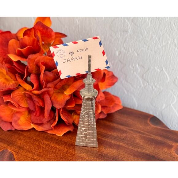 Silver Memo Clip, Note/Card Holder, Photo Stand, Tokyo Skytree Tower Desk Decor - Picture 1 of 10